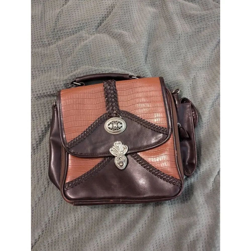 Vintage Brighton Genuine Leather Cognac Brown Women’s Purse Satchel Rare